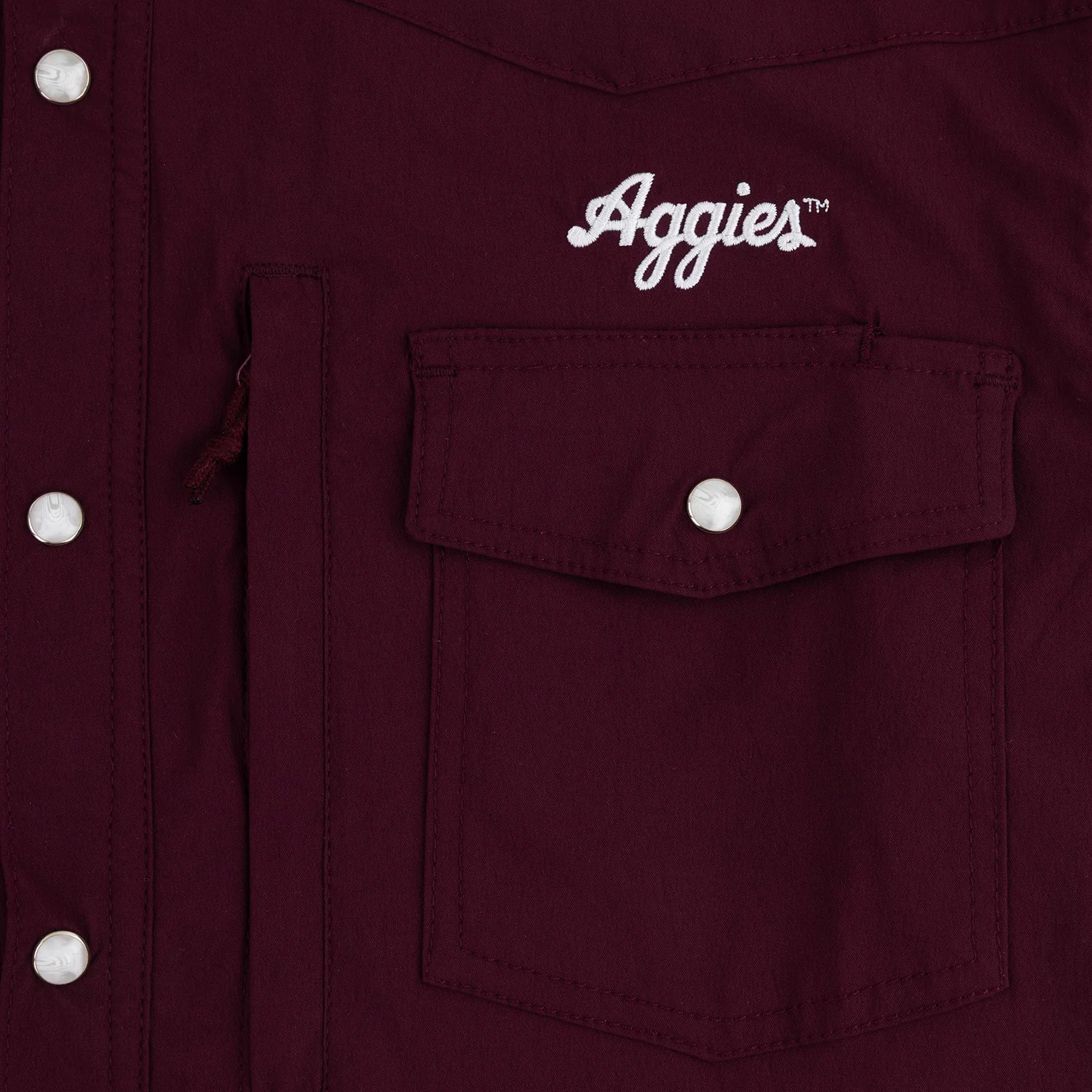Script Aggies Collegiate Outfitters Dockside Pearl Button Down - Maroon - Image 5