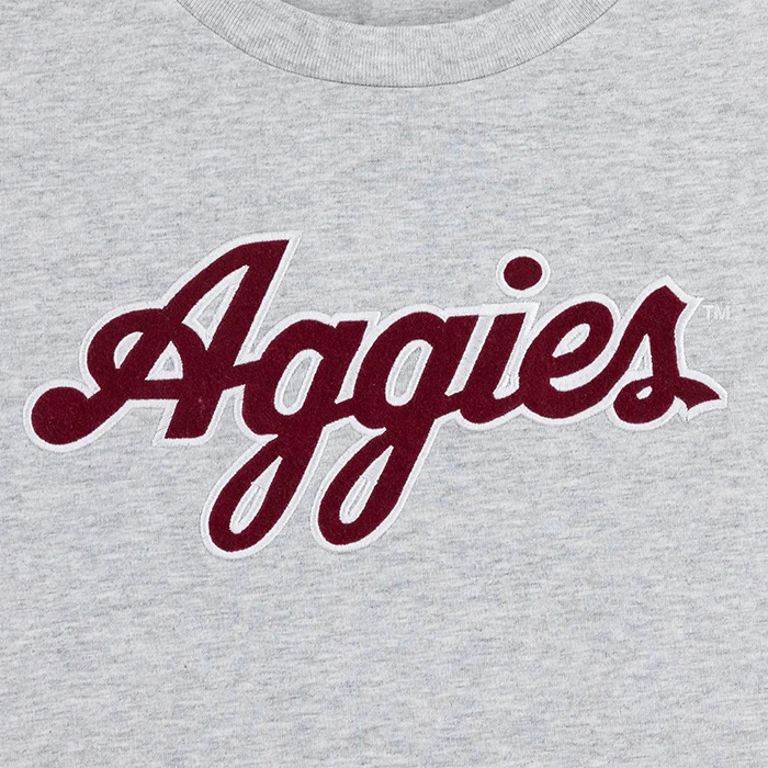 Script Aggies Collegiate Outfitters Felt T-Shirt - Gray - Image 3