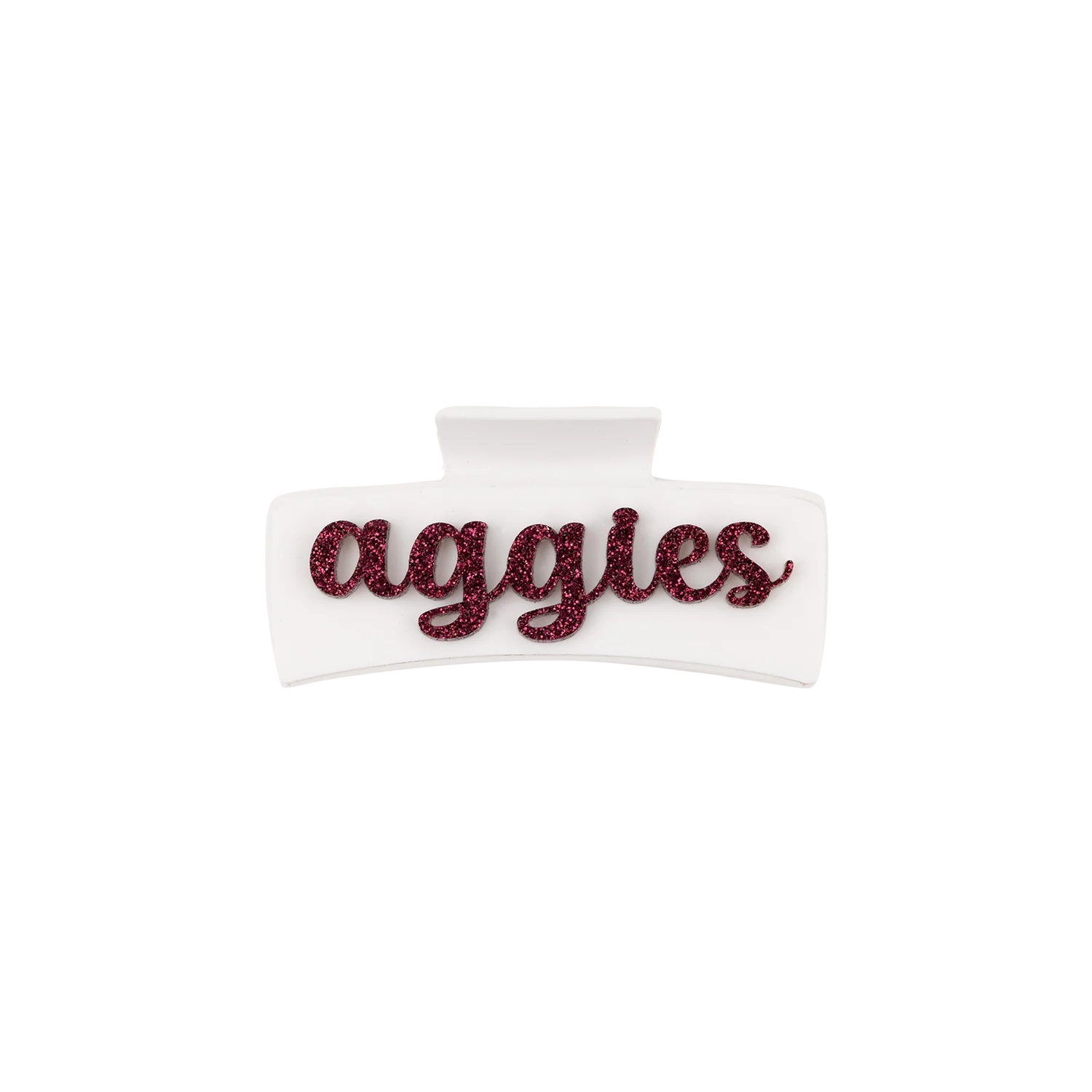 Script Aggies Fan Glam Claw Clip - White