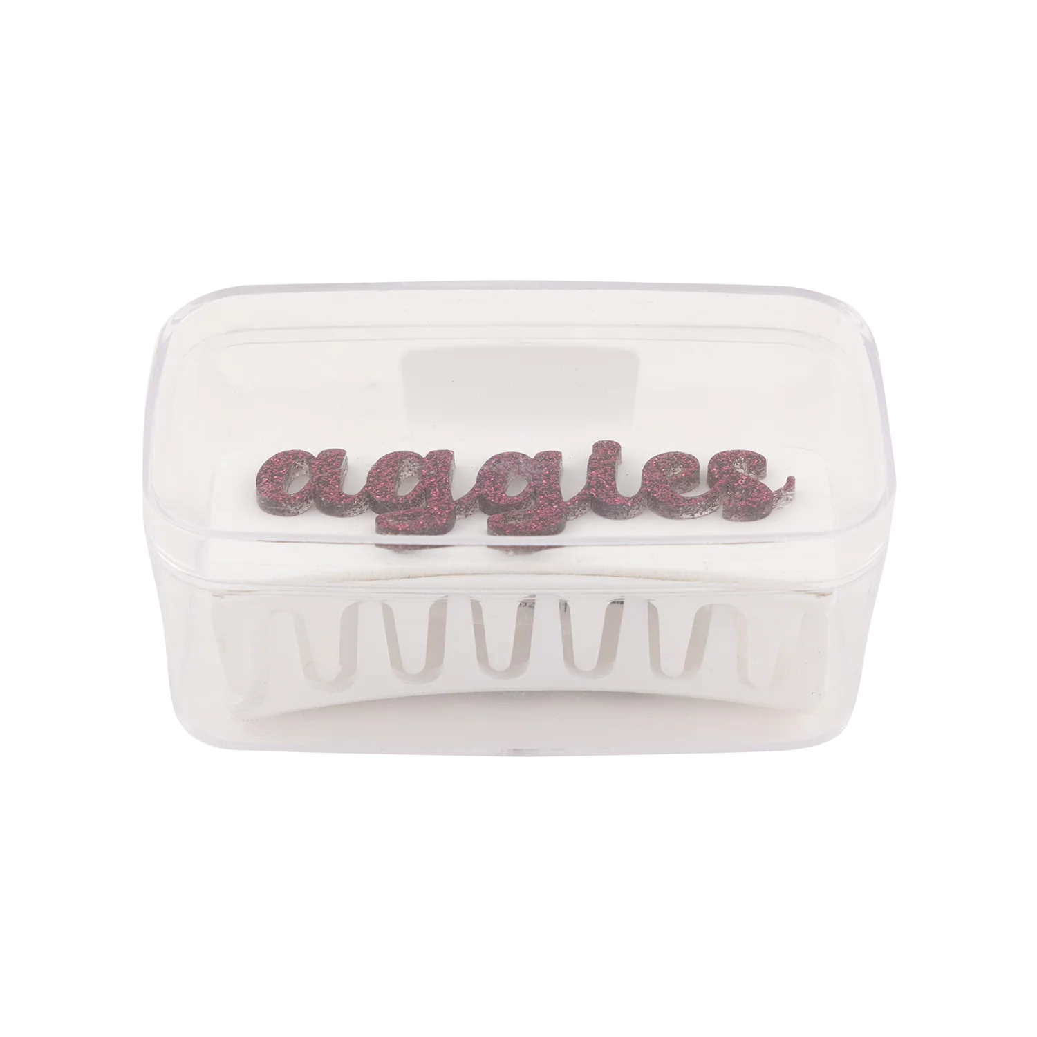Script Aggies Fan Glam Claw Clip - White - Image 3