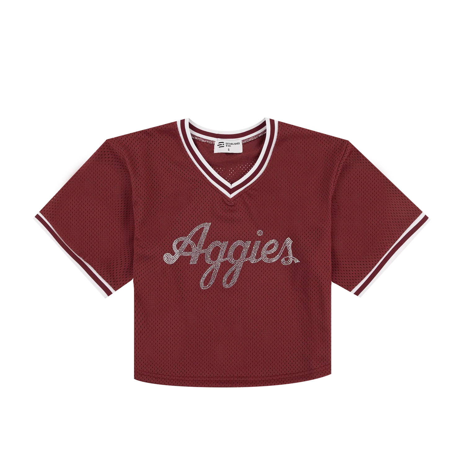 Script Aggies Rhinestone Embellished Pullover Jersey - Maroon