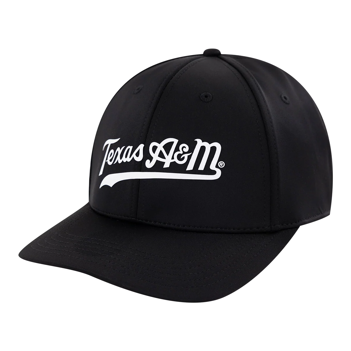 Script Texas A&M Collegiate Outfitters Swoop 6 Panel Hat - Black