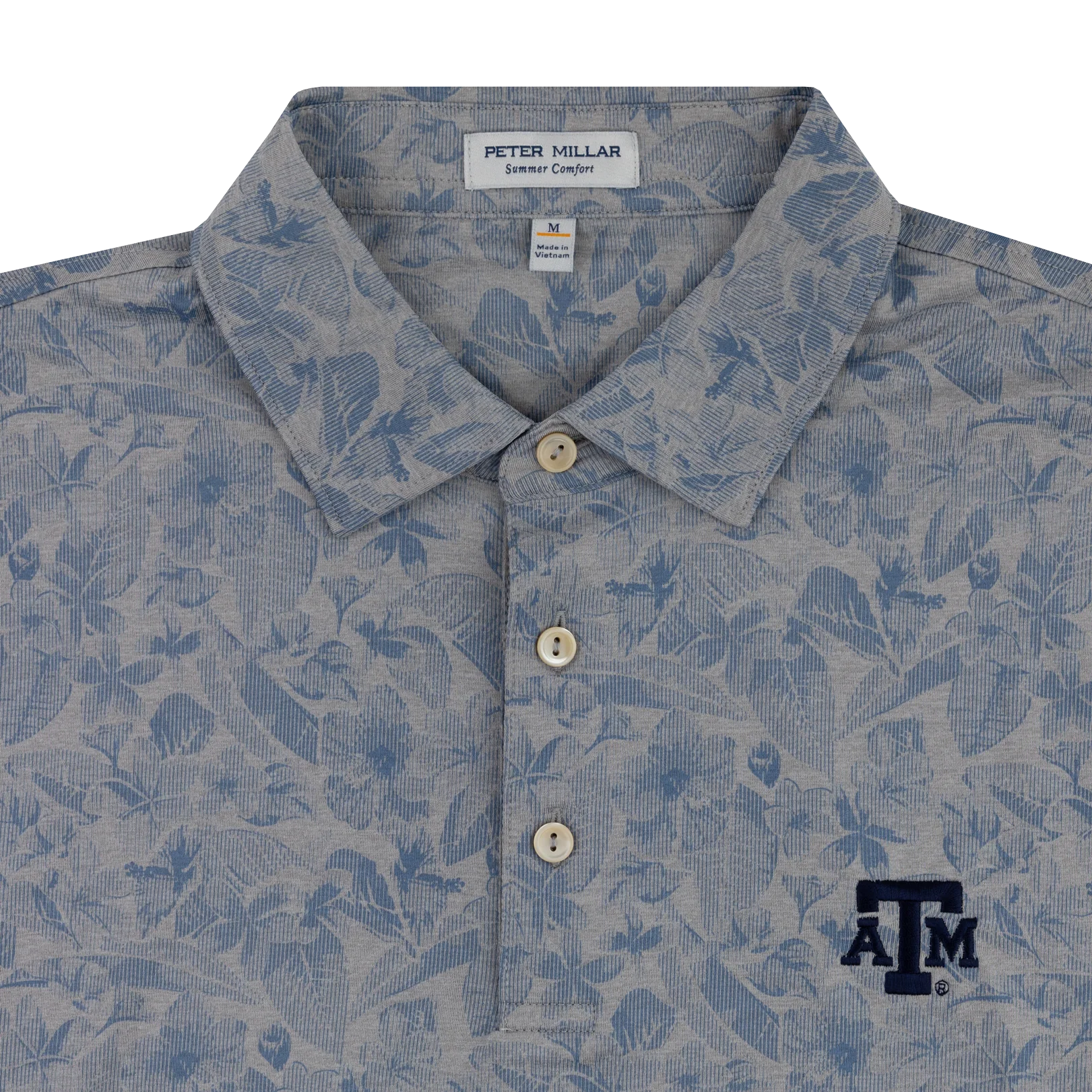 Texas A&M Peter Millar Shadow Stripe Floral Polo - Image 2