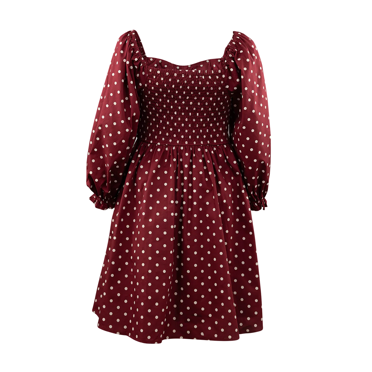 She + Sky Maroon Polka Dot Mini Dress - Image 3