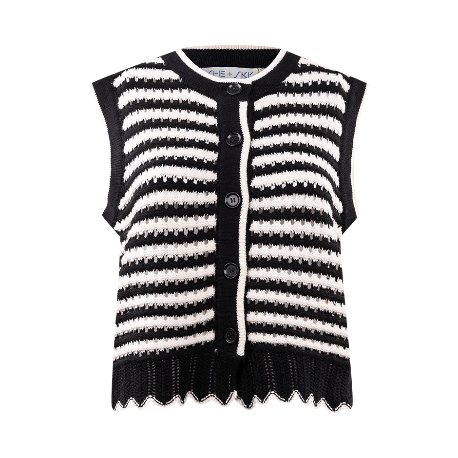 She + Sky Striped Knit Vest Top