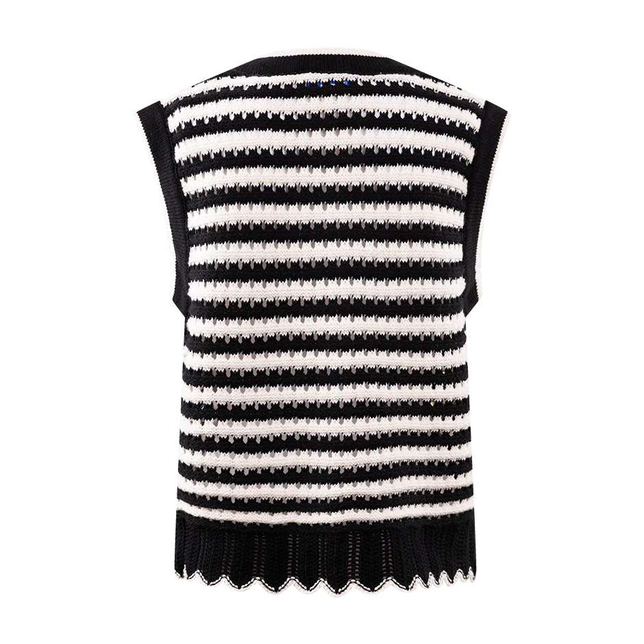 She + Sky Striped Knit Vest Top - Image 2