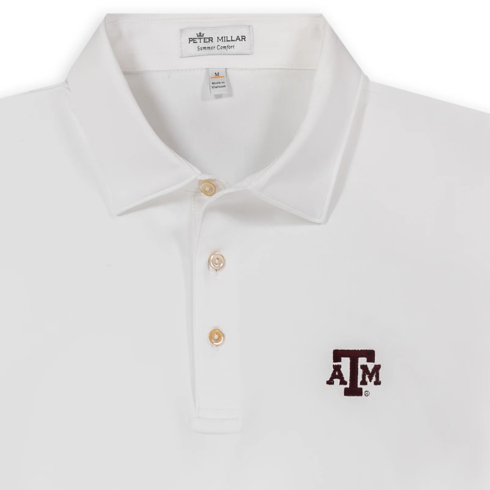 Texas A&M Peter Millar Solid White Performance Polo - Image 2