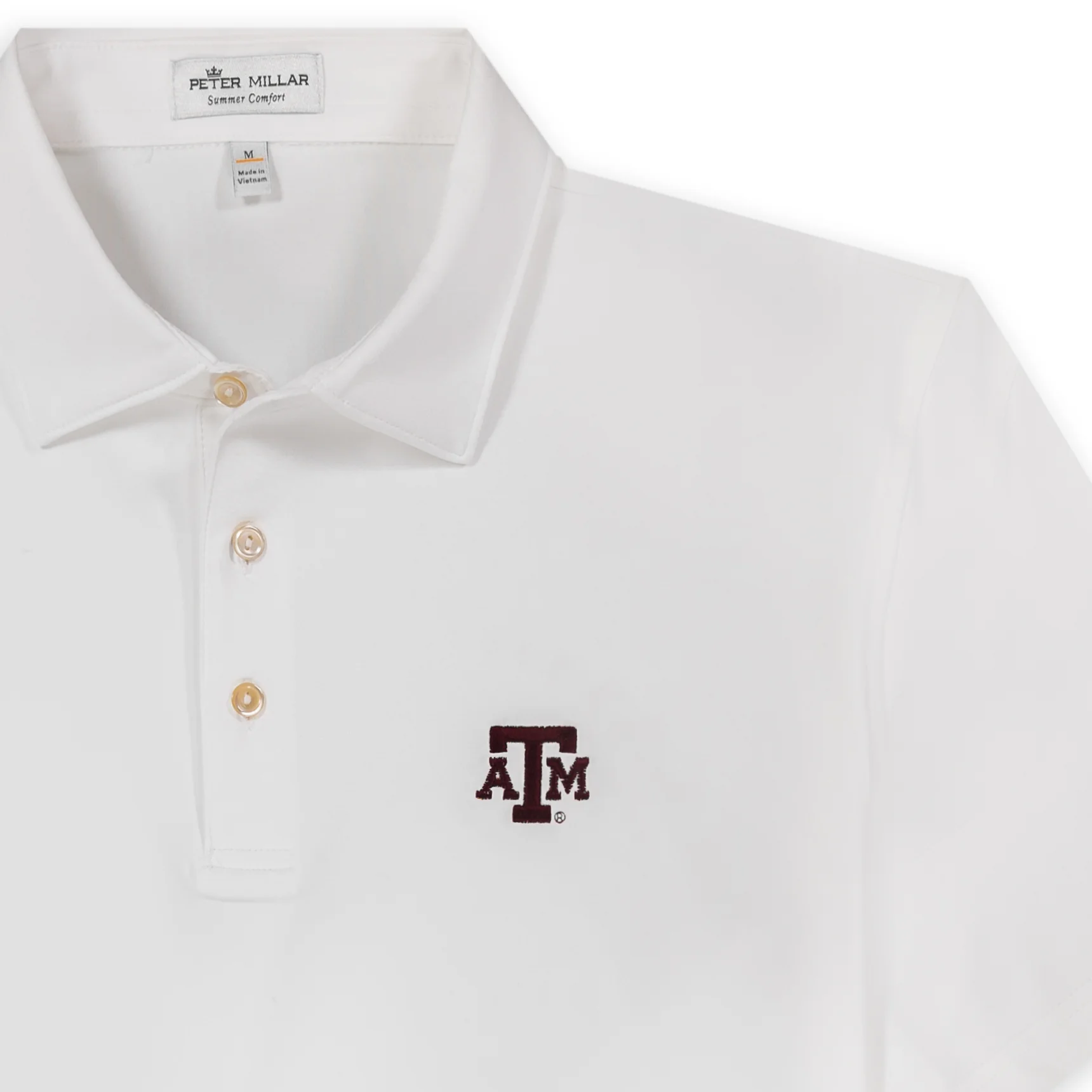 Texas A&M Peter Millar Solid White Performance Polo - Image 3