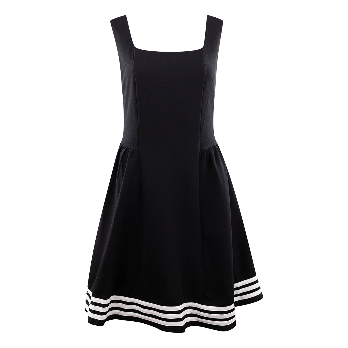Square Neck Black Knit Dress with White Lining