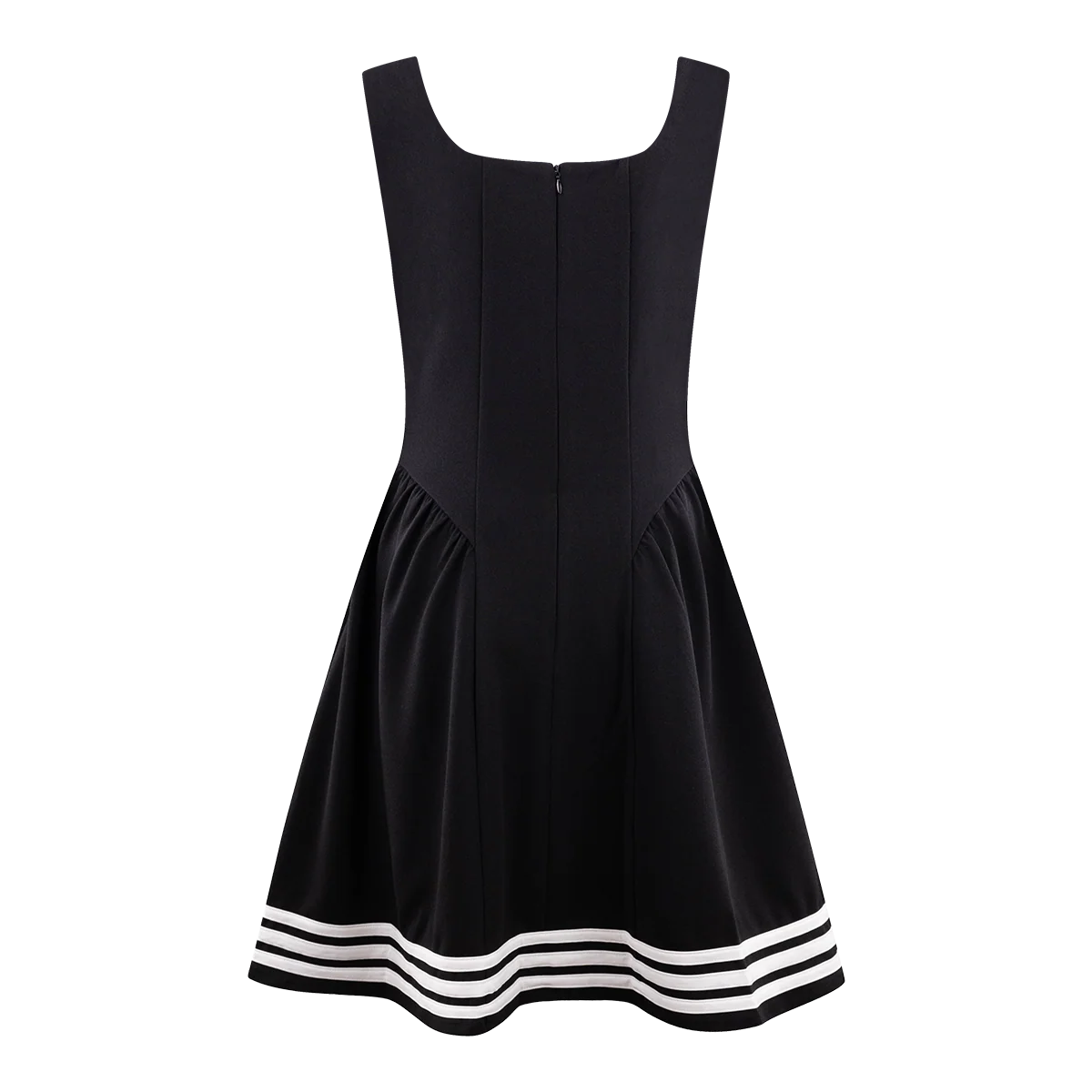 Square Neck Black Knit Dress with White Lining - Image 3