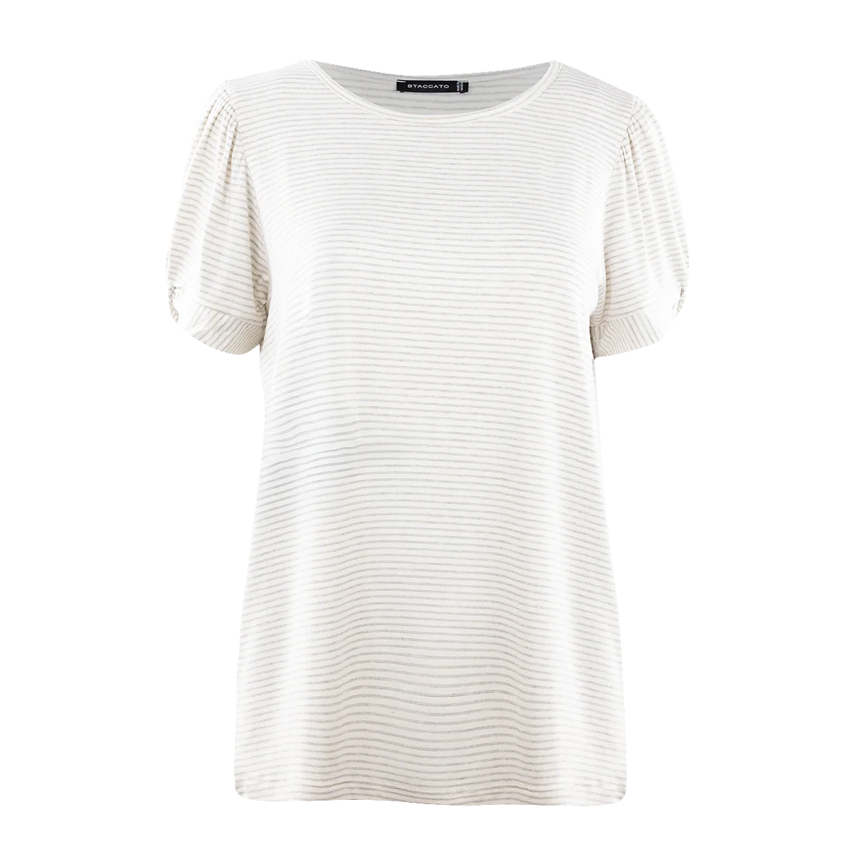 Staccato Round Neck Grey Pinstripe Jersey Top