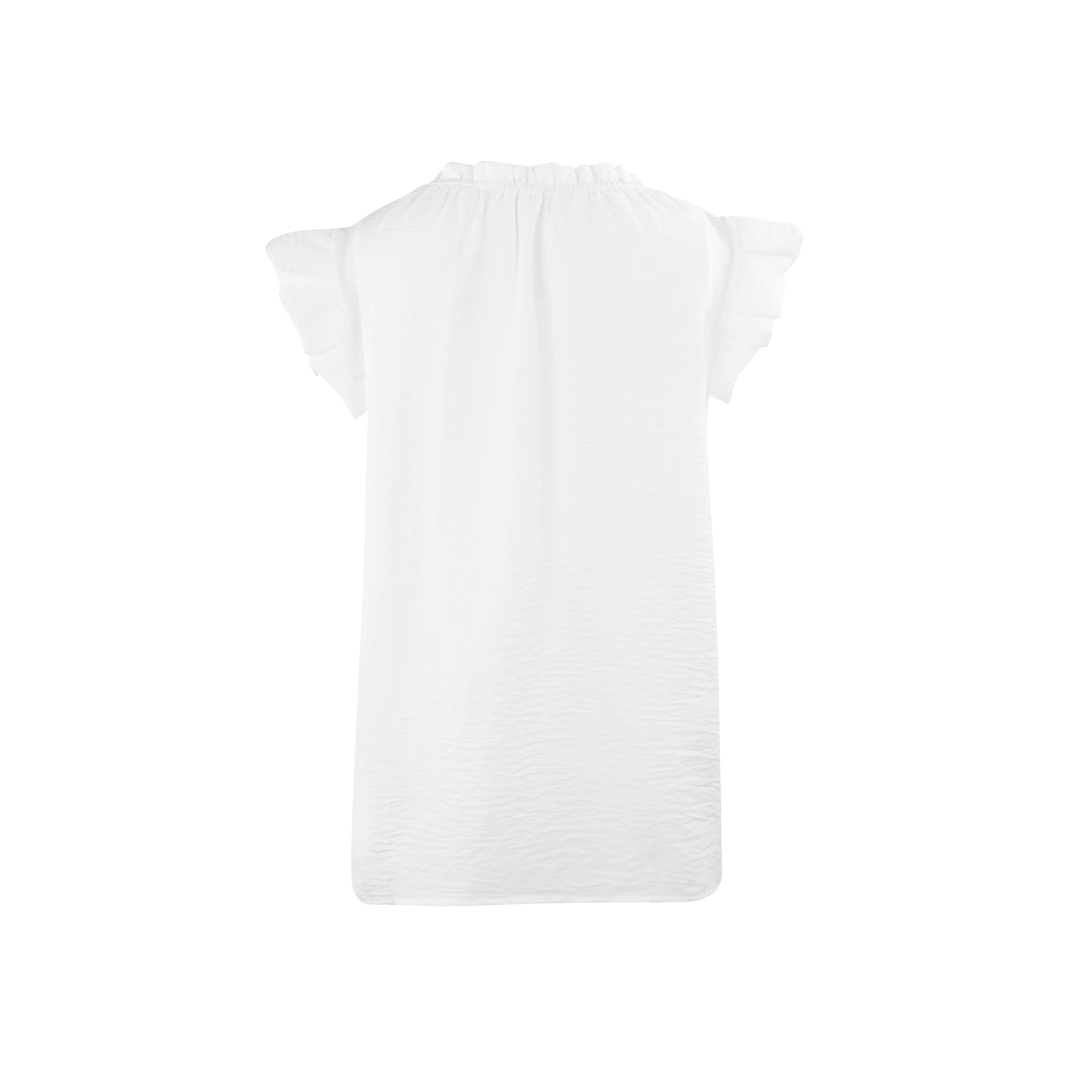 Staccato Ruffle Neck Pleated Sleeve Top - White - Image 2