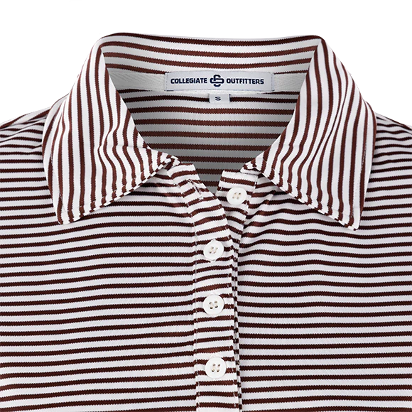 Maroon & White Striped Polo Dress - Image 3