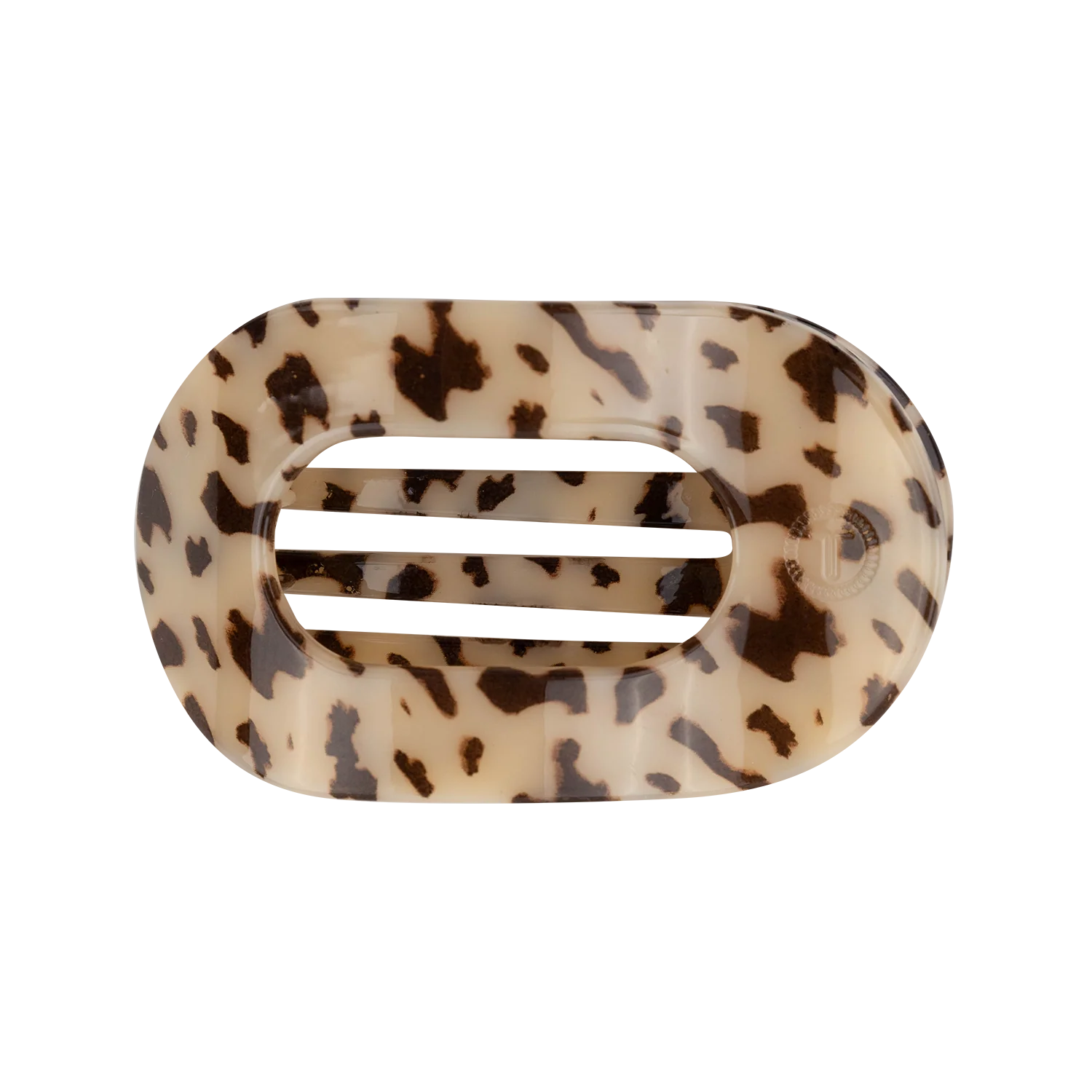 Teleties Medium Flat Round Cheetah Print Hair Clip