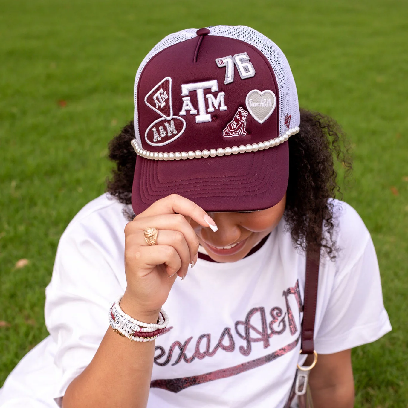 Texas A&M '47 Brand 5 Panel Embroidered Patches Mesh Cap - Maroon - Image 2