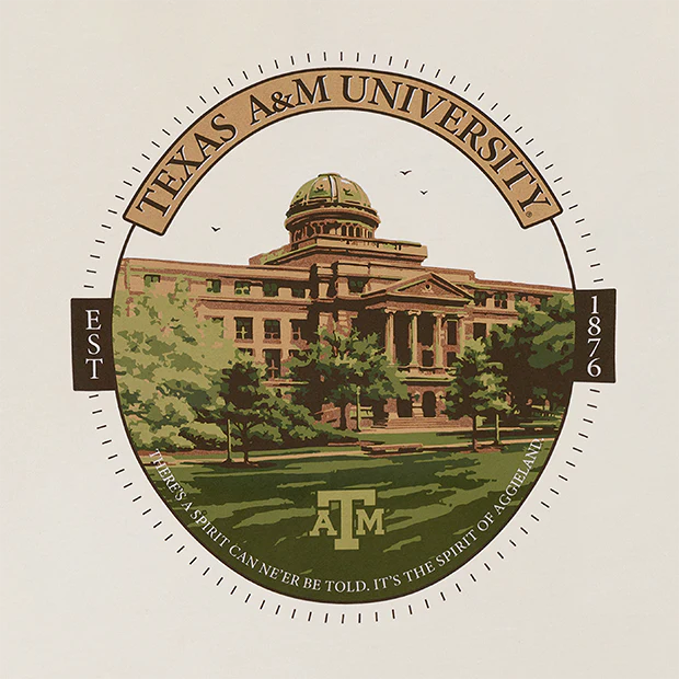Texas A&M Academic Building Portrait T-Shirt - Image 2