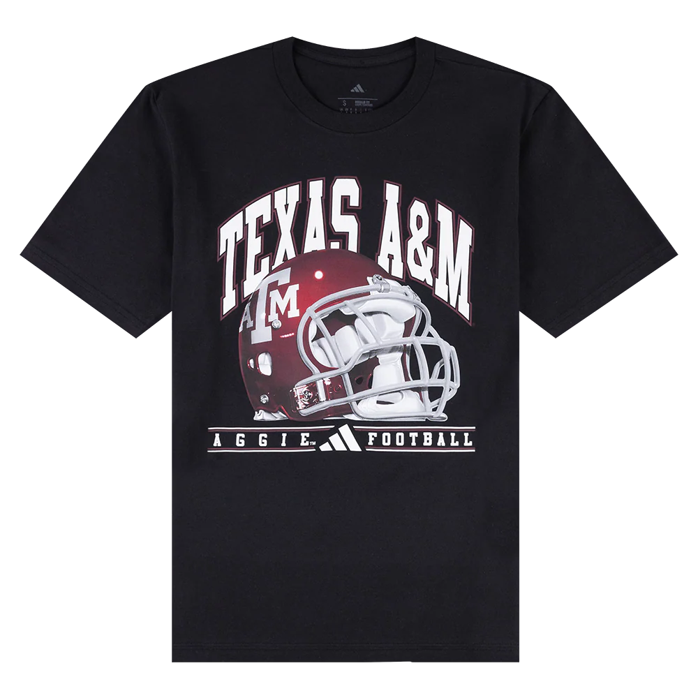 Texas A&M Adidas Black Football Helmet T-Shirt