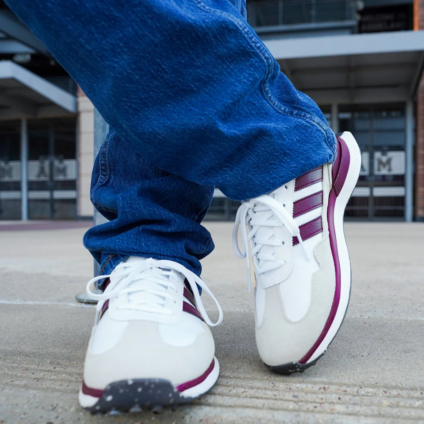 Texas A&M Adidas White and Maroon Golf Shoes - Image 2