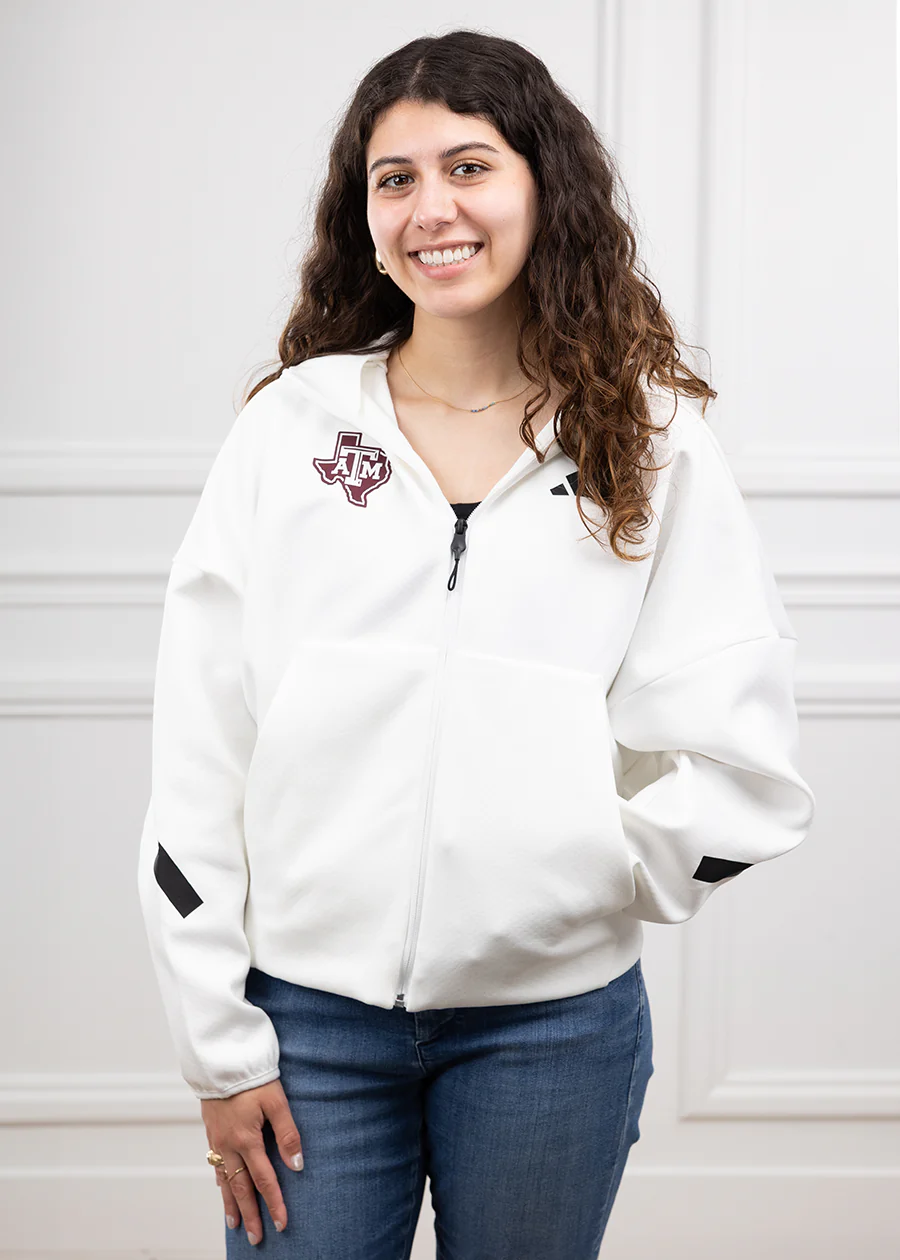 Texas A&M Adidas Women's White Full Zip Jacket - Image 2
