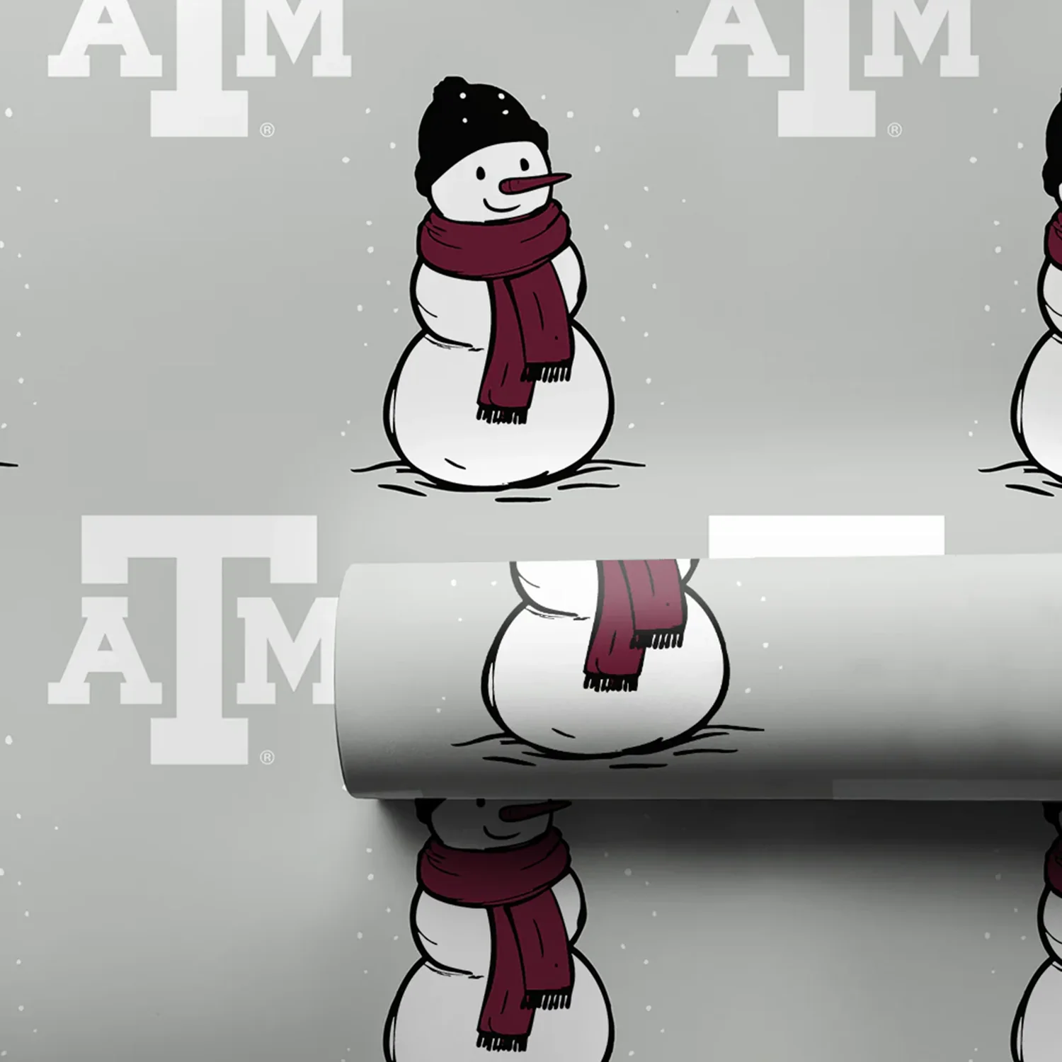 Texas A&M Aggie Snowman Wrapping Paper - Image 2