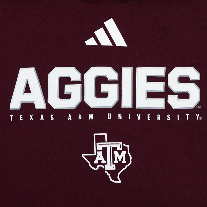 Aggies Adidas Maroon Long Sleeve Hoodie - Image 3