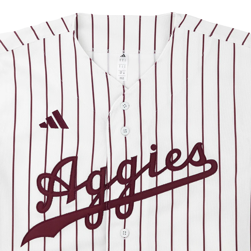 Texas A&M Aggies Adidas White Pinstripe Baseball Jersey - Image 3