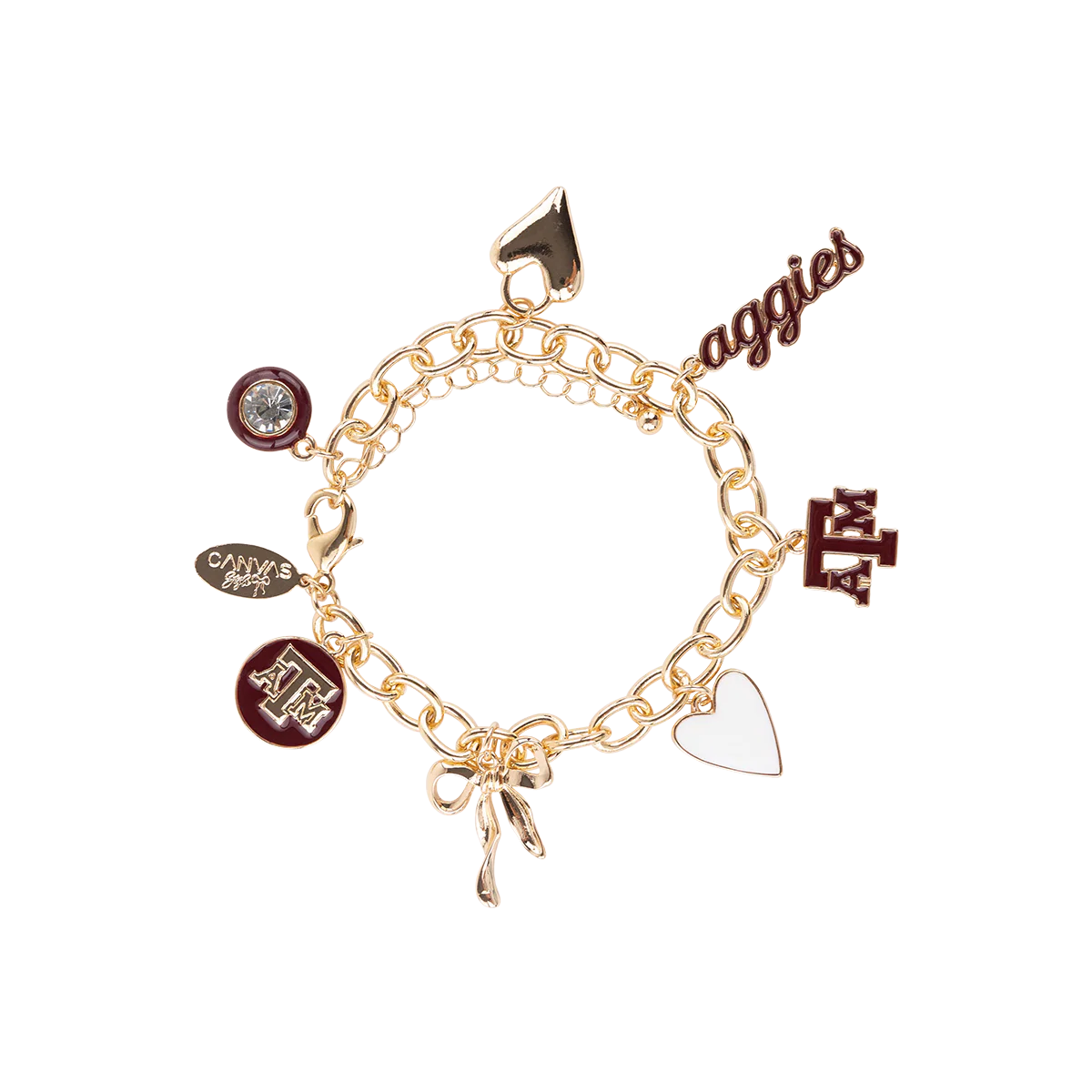 Texas A&M Aggies CANVAS Enamel Icon Charm Bracelet