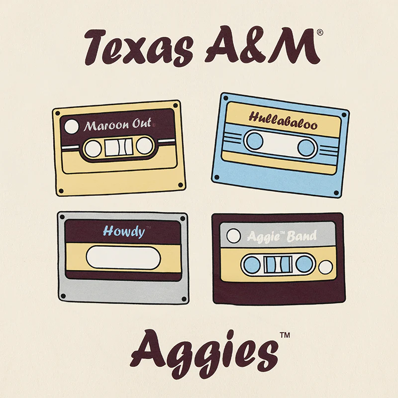 Texas A&M Aggies Cassette Tapes T-Shirt - Beige - Image 3