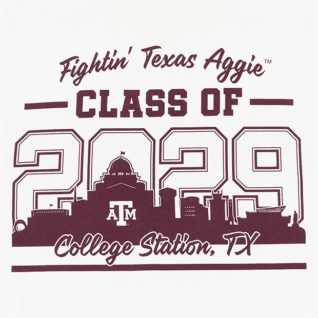 Texas A&M Aggies Class of 2029 Skyline T-Shirt - Image 2