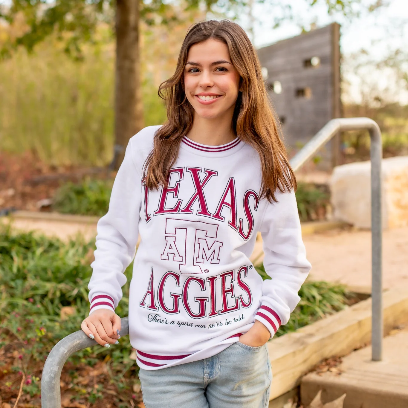 Texas A&M Aggies Collegiate Outfitters Striped Ribbed Crew - Image 2