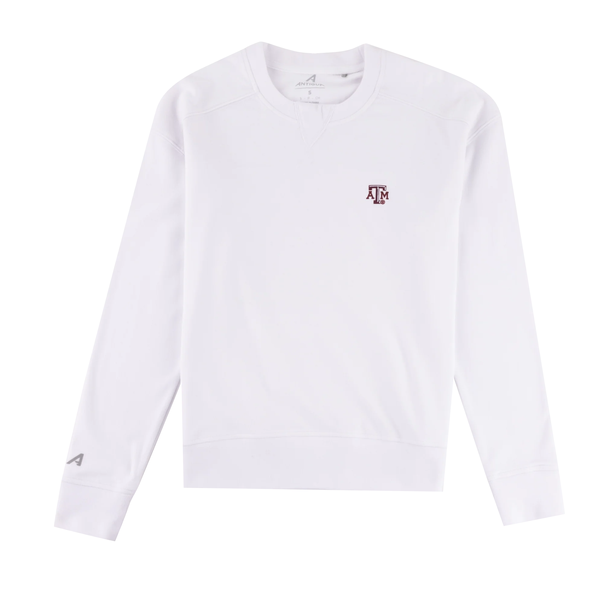 Texas A&M Antigua Forward Crewneck Buffed Fleece Sweatshirt