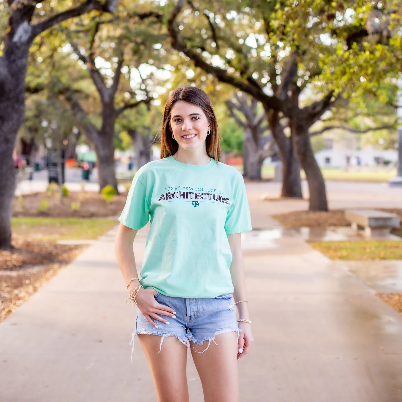 Texas A&M Architecture T-Shirt - Green - Image 2