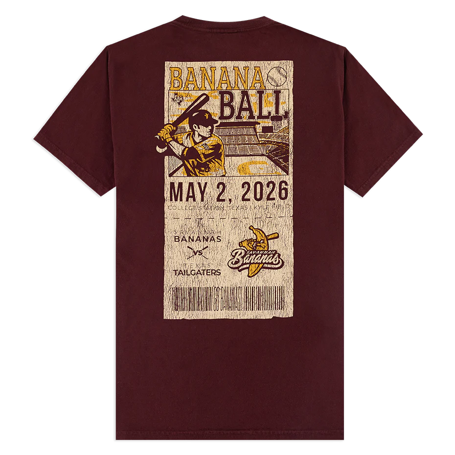 Texas A&M Banana Ball Ticket Stub T-Shirt - Maroon