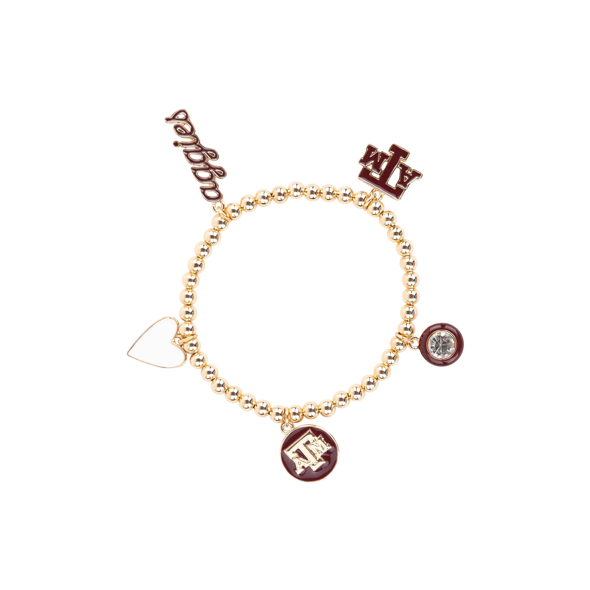 Texas A&M CANVAS Charm Stretch Bracelet - Gold