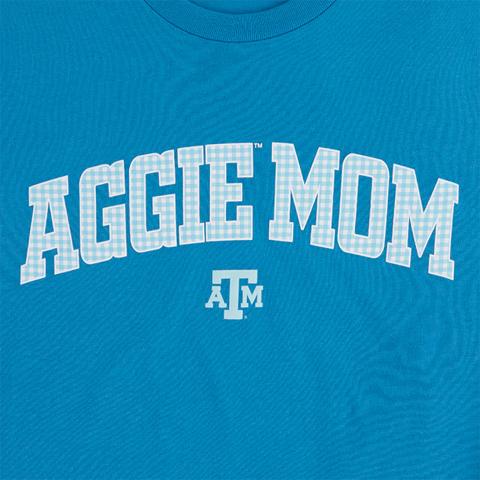 Texas A&M CANVAS Gingham Aggie Mom T-Shirt - Blue - Image 2