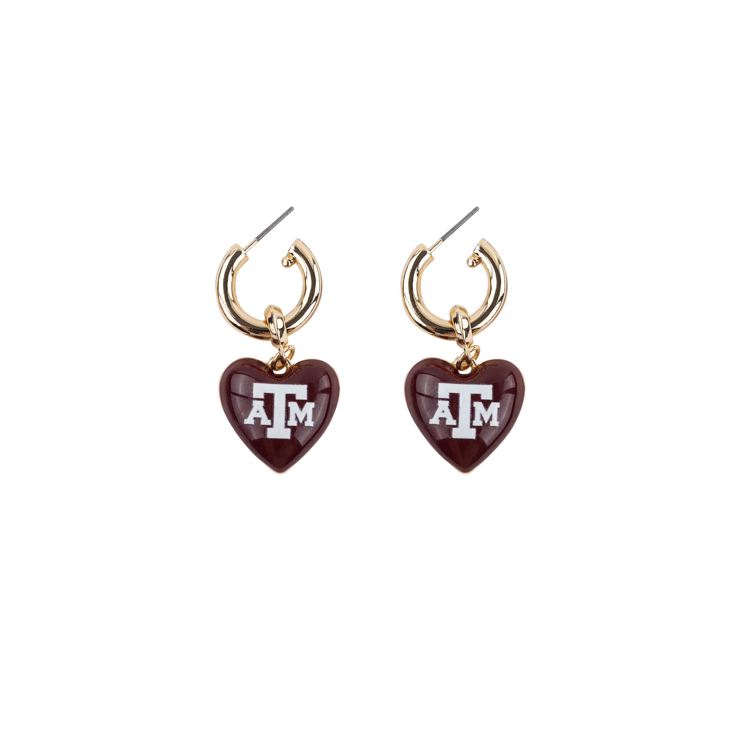 Texas A&M CANVAS Heart Drop Earrings - Maroon