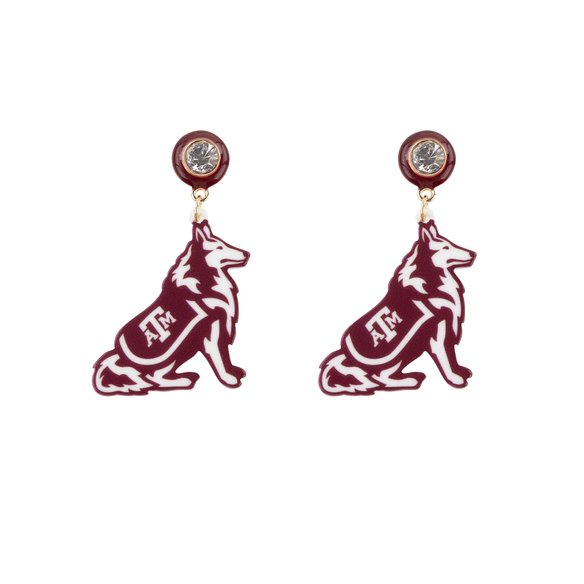 Texas A&M CANVAS Reveille Earrings - Maroon