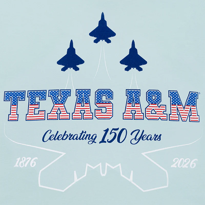 Texas A&M Celebrating 150 Years Soothing Blue T-Shirt - Image 4