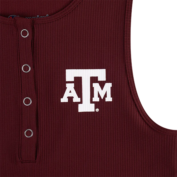 Texas A&M Champion Ottoman Rib Henley Crop - Image 3