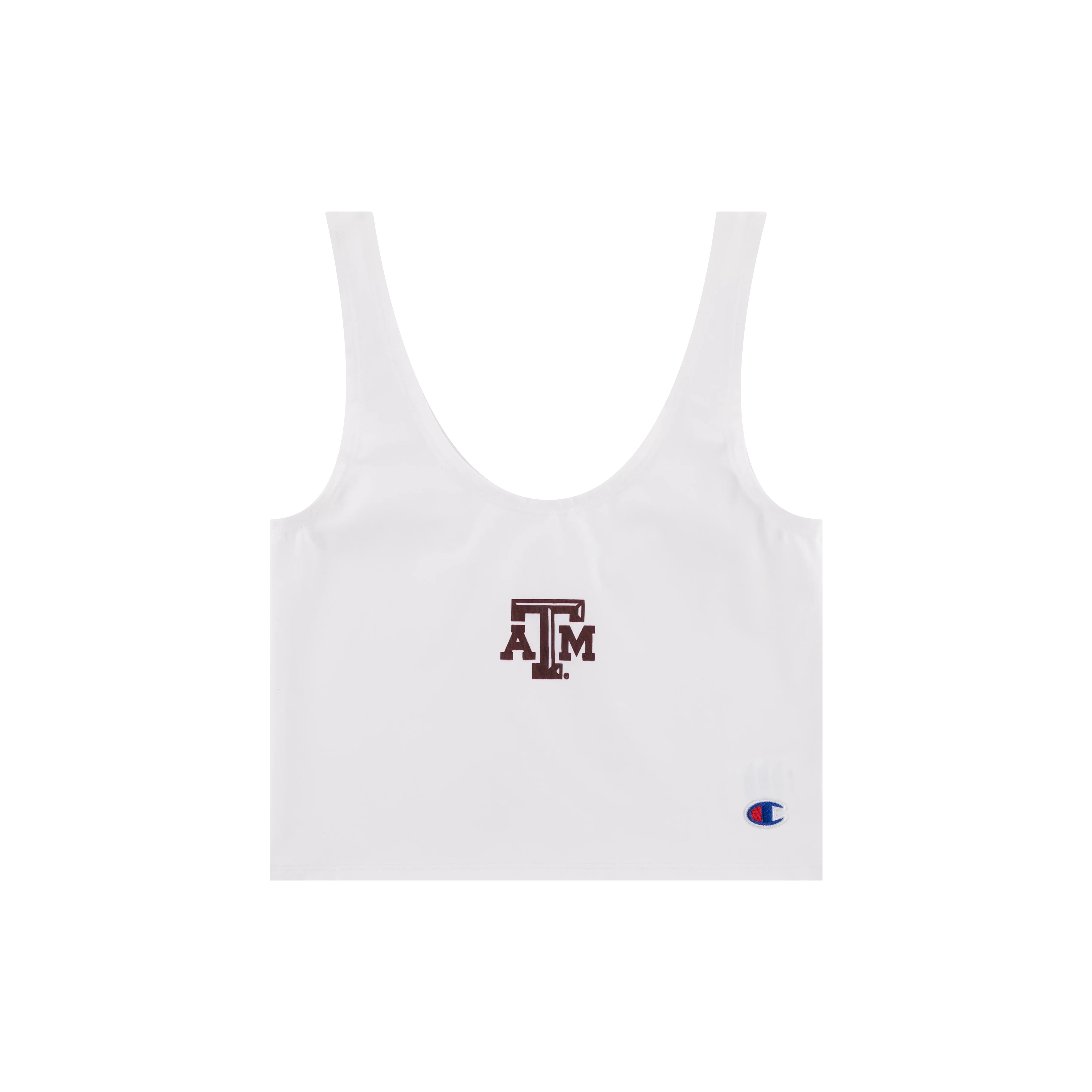 Texas A&M Champion White Scoop Neck Crop Top