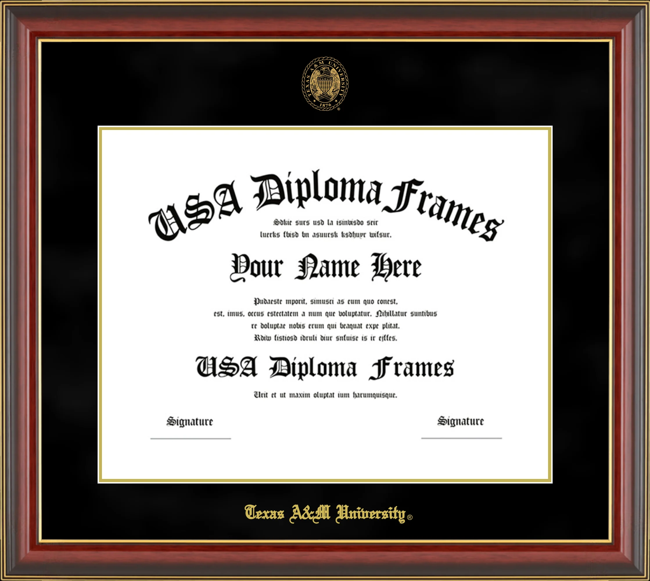 Texas A&M Classic Trim with Black Mat Diploma Frame