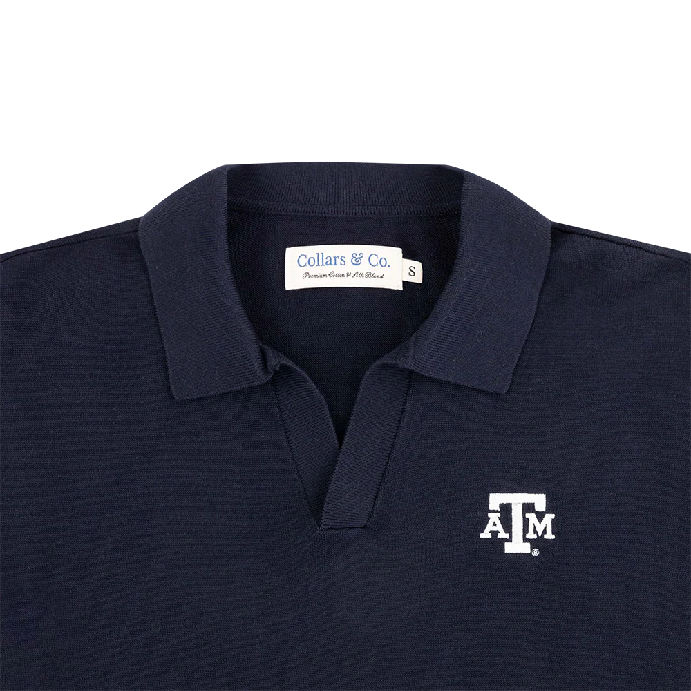 Texas A&M Collars & Co. Buttonless Polo - Navy - Image 2