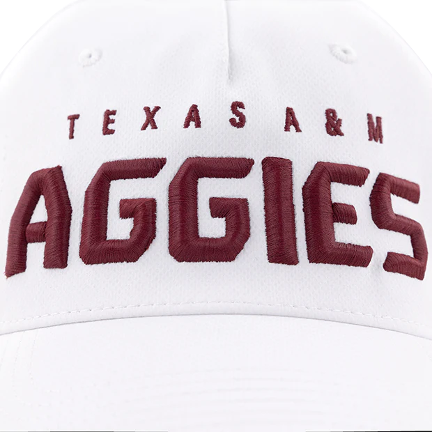 Texas A&M Collegiate Outfitters 5 Panel Performance Cap - White - Image 2