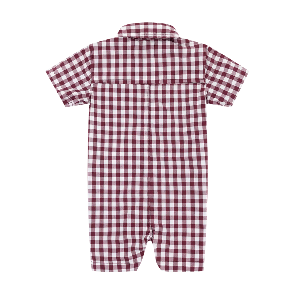 Texas A&M Collegiate Outfitters Boys Plaid Romper - Maroon - Image 3