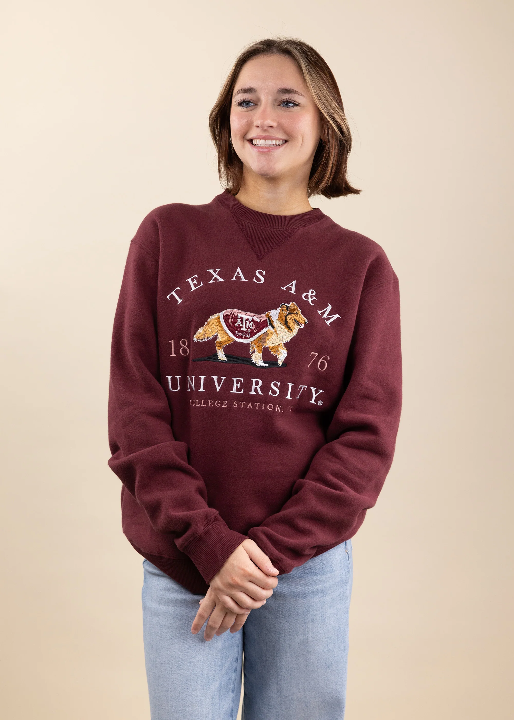 Texas A&M Collegiate Outfitters Full Embroidery Reveille Sweatshirt - Image 2