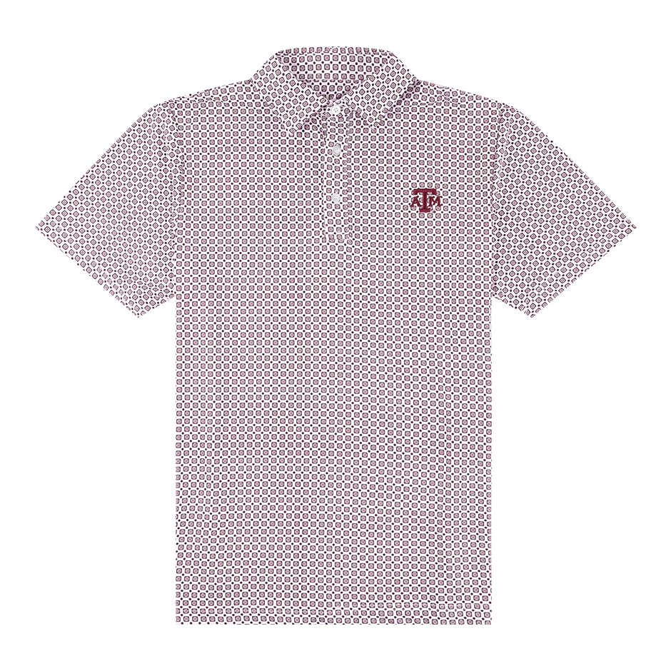 Texas A&M Collegiate Outfitters Geo Block Print Polo