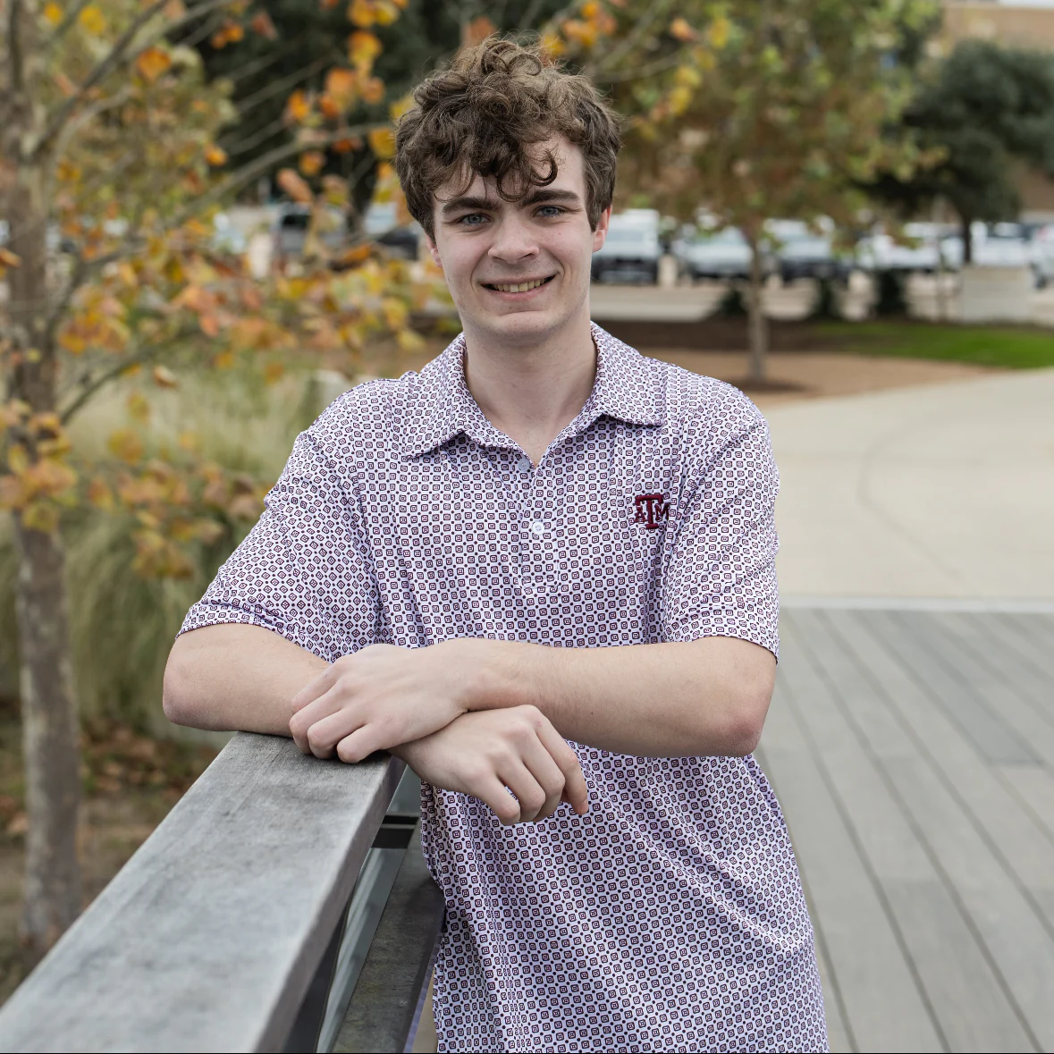 Texas A&M Collegiate Outfitters Geo Block Print Polo - Image 2