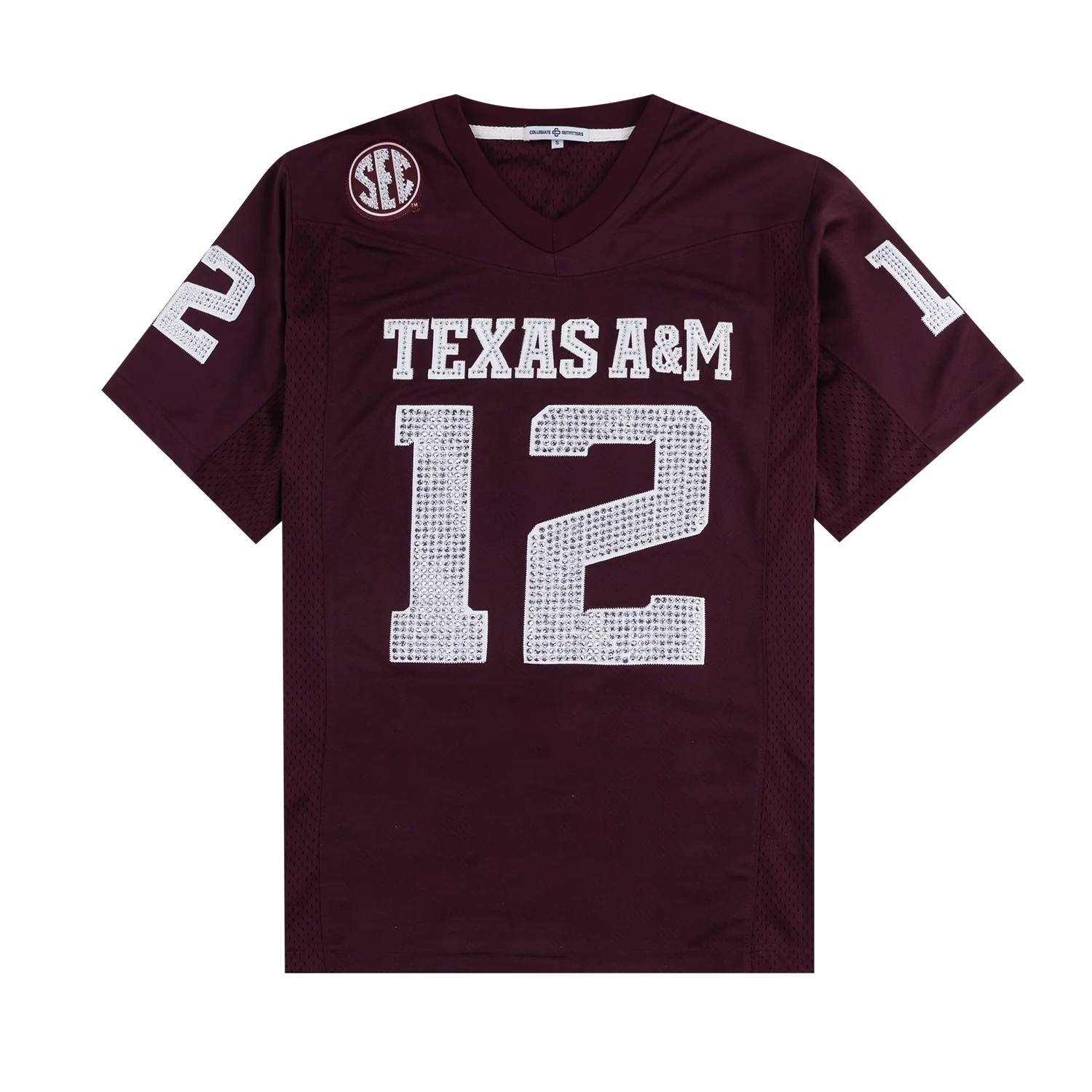 Texas A&M Collegiate Outfitters Rhinestone Football Jersey - Maroon
