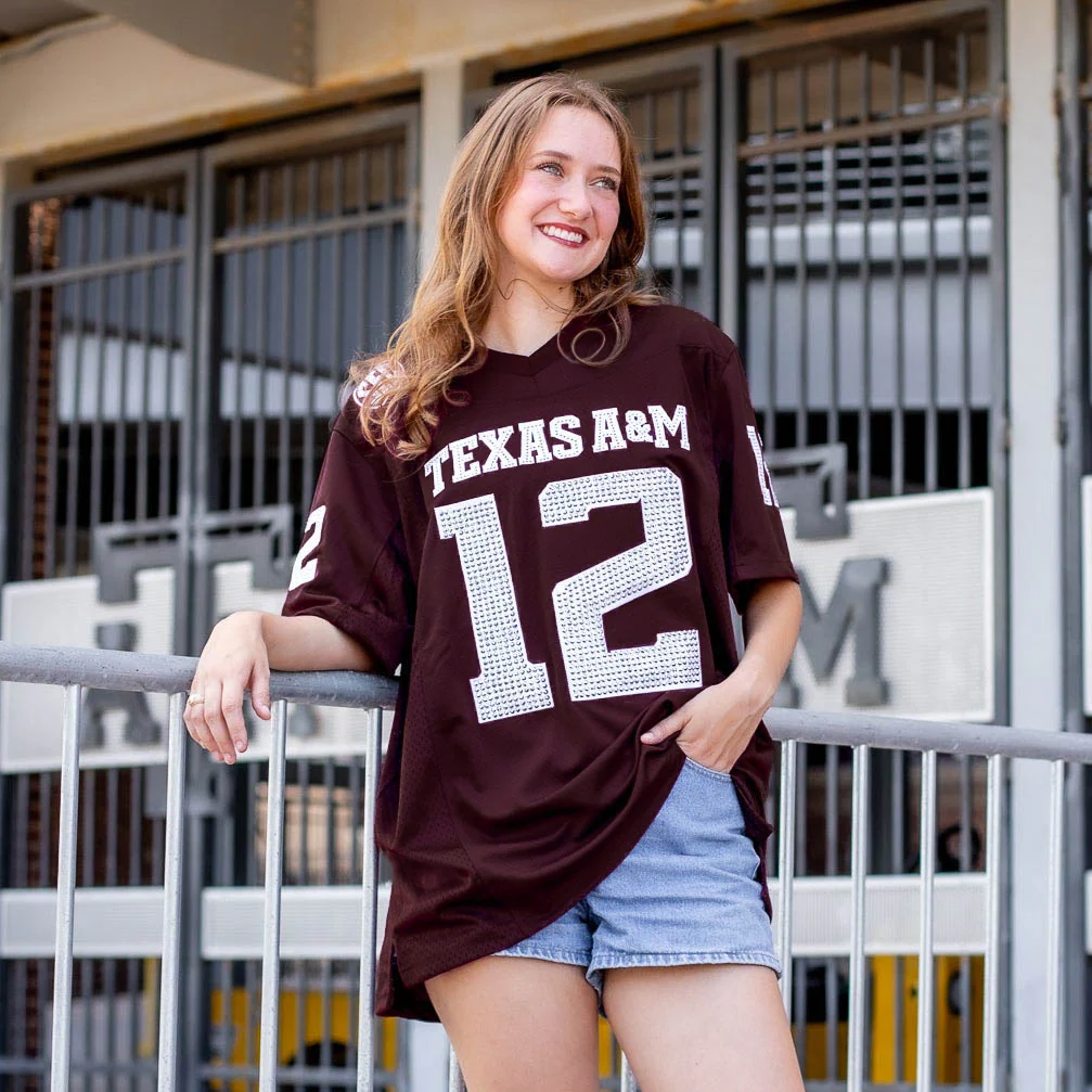 Texas A&M Collegiate Outfitters Rhinestone Football Jersey - Maroon - Image 2
