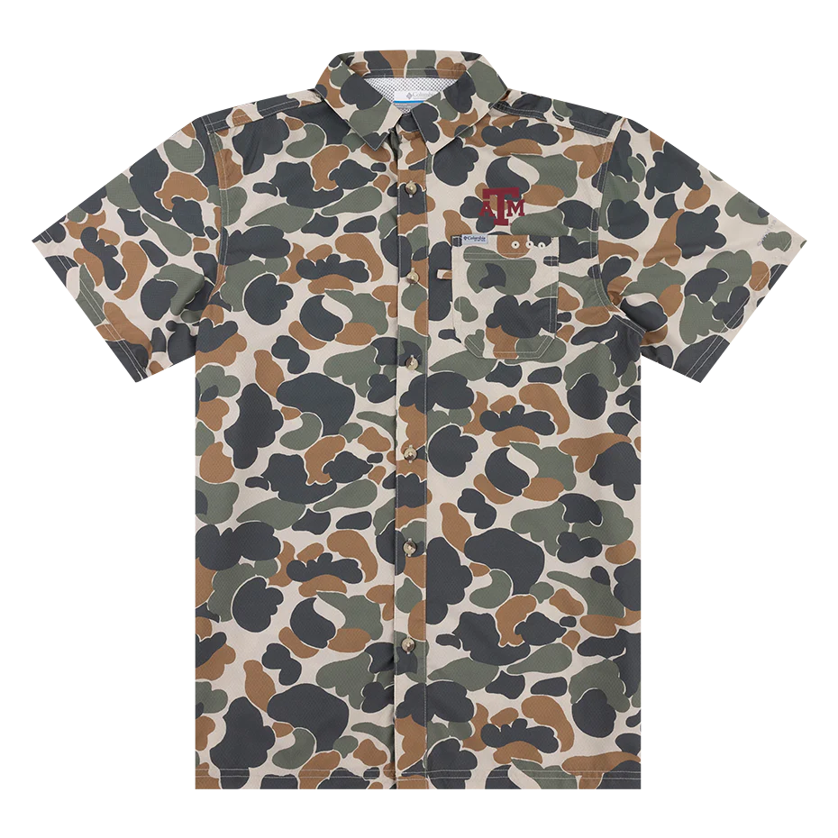 Texas A&M Columbia Men's Button Down - Camo